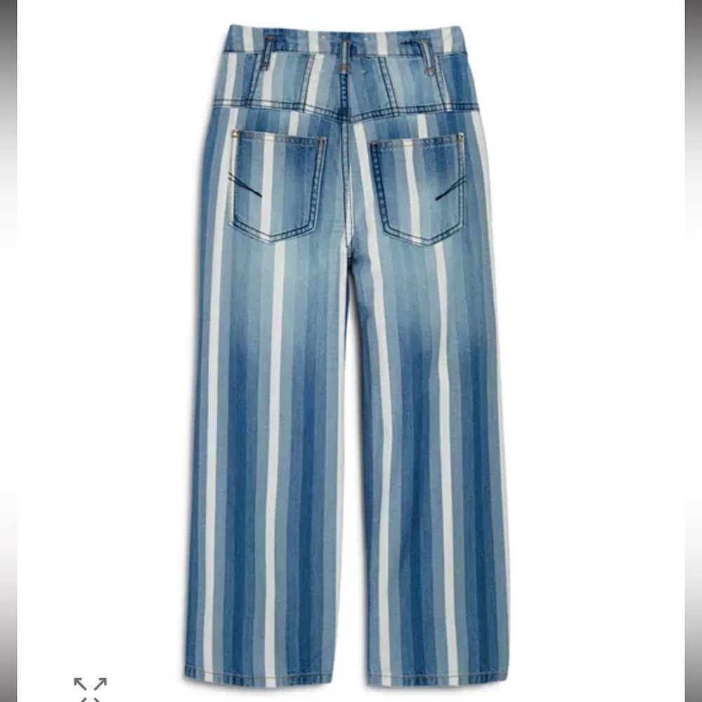 Habitual Girls Ariah Blue and White Striped Wide Leg Cotton Pants 27 - Picture 2 of 14